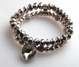 8mm Amythest Crystal Beads Bracelet with Peace Charm Women Stretch Bracelet