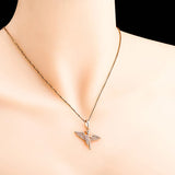 Angel Wings Woman Abstract Light Charms 925 Silver Pendant Necklace