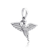 Angel Wings Woman Abstract Light Charms 925 Silver Pendant Necklace