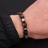 Arrive Tiger Eye Beaded Bracelet with CZ Ball