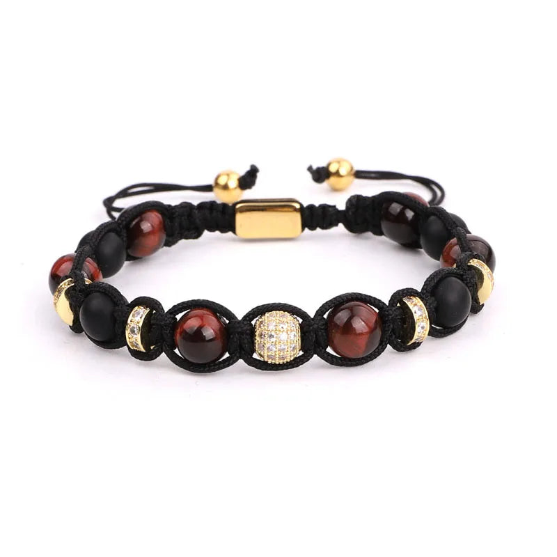 Arrive Tiger Eye Beaded Bracelet with CZ Ball