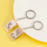 Square Acrylic Photo Frame Keychain with Engraved Rectangle Tag