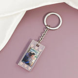 Square Acrylic Photo Frame Keychain with Engraved Rectangle Tag
