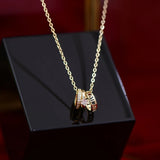 Arrive Circles Women Necklace 14K CZ Lady Choker Clavicle Chain Bijoux Pendant