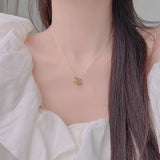 Arrive Circles Women Necklace 14K CZ Lady Choker Clavicle Chain Bijoux Pendant