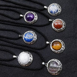 3Pcs Natural Rainbow Stone Tiger Eye Crystal Pendant Necklace