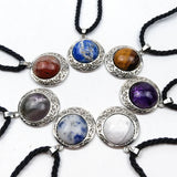 3Pcs Natural Rainbow Stone Tiger Eye Crystal Pendant Necklace