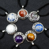 3Pcs Natural Rainbow Stone Tiger Eye Crystal Pendant Necklace