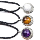 3Pcs Natural Rainbow Stone Tiger Eye Crystal Pendant Necklace