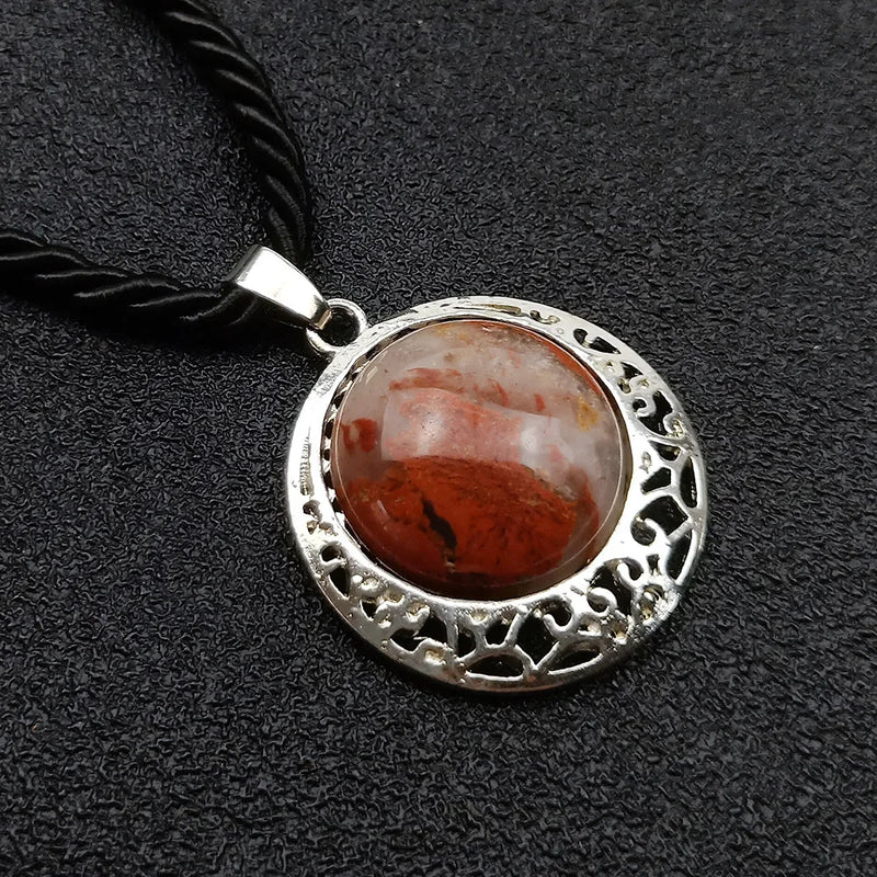 3Pcs Natural Rainbow Stone Tiger Eye Crystal Pendant Necklace