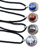 3Pcs Natural Rainbow Stone Tiger Eye Crystal Pendant Necklace