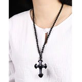 Arrive Men Women Stone Cross Necklace Pendants Beads Chain Male Jewelry