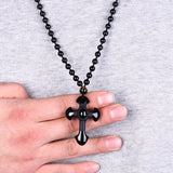 Arrive Men Women Stone Cross Necklace Pendants Beads Chain Male Jewelry