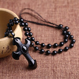 Arrive Men Women Stone Cross Necklace Pendants Beads Chain Male Jewelry