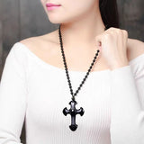 Arrive Men Women Stone Cross Necklace Pendants Beads Chain Male Jewelry