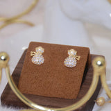 Pave Cz Small Cloth Bag Earring 14K Zirconia Stud Earrings Daily Jewelry