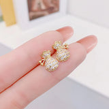 Pave Cz Small Cloth Bag Earring 14K Zirconia Stud Earrings Daily Jewelry