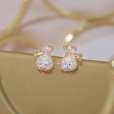 Pave Cz Small Cloth Bag Earring 14K Zirconia Stud Earrings Daily Jewelry