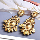 Long Crystal Pearl Metal Dangle Drop Earrings for Women