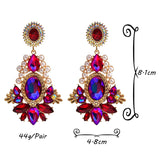Long Crystal Pearl Metal Dangle Drop Earrings for Women