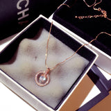 Circle CZ Necklace Silver Shine Zircon Delicate Clavicle Choker