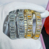 Silver Plated Women Jewelry Cubic Zircon Ice Out Bling CZ 45MM Big Hoop Earring