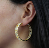Silver Plated Women Jewelry Cubic Zircon Ice Out Bling CZ 45MM Big Hoop Earring