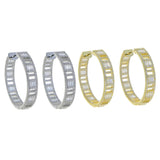 Silver Plated Women Jewelry Cubic Zircon Ice Out Bling CZ 45MM Big Hoop Earring