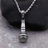 Singer 3D Microphone Pendant Necklace - 24'' Chain