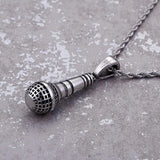 Singer 3D Microphone Pendant Necklace - 24'' Chain