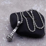Singer 3D Microphone Pendant Necklace - 24'' Chain