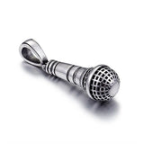 Singer 3D Microphone Pendant Necklace - 24'' Chain