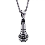 Singer 3D Microphone Pendant Necklace - 24'' Chain