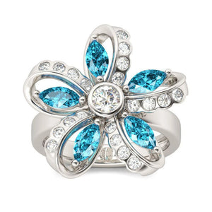 Arrive Wedding Rings Collection Flower Ring for Women Gift Light CZ silver Jewel