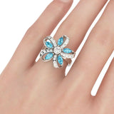 Arrive Wedding Rings Collection Flower Ring for Women Gift Light CZ silver Jewel