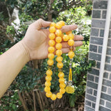 Yellow Resin Tasbih 33-99 Beads Misbaha Islamic Bracelets Eid ADHA Rosary