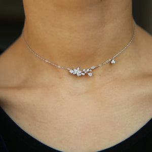 925 Silver Flower Pendant Choker Necklace for Girls