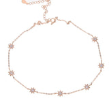 925 Silver Flower Pendant Choker Necklace for Girls