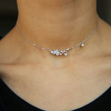 925 Silver Flower Pendant Choker Necklace for Girls