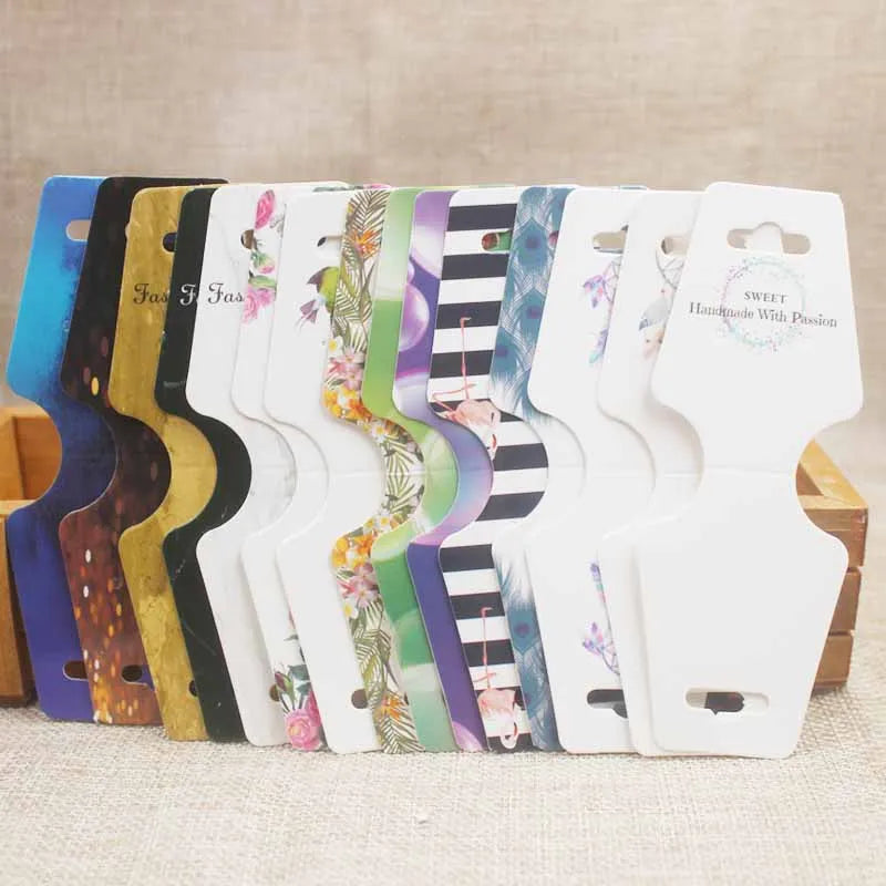 100 Colorful Paper Jewelry Display Cards 4.5x12.0cm