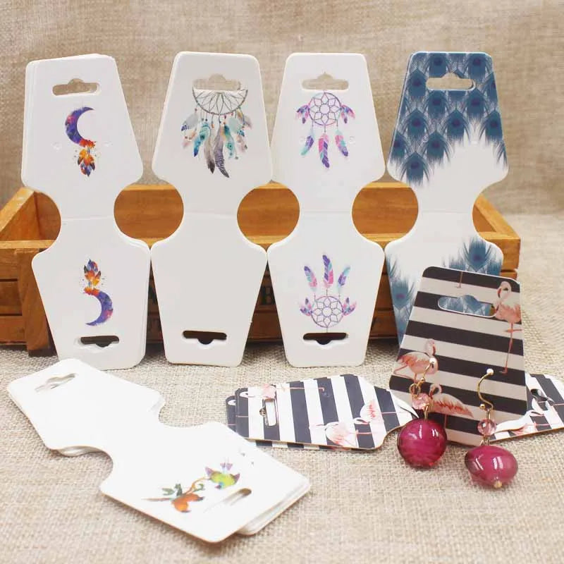 100 Colorful Paper Jewelry Display Cards 4.5x12.0cm