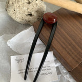 Retro Hair Sticks U Shaped Marbling Stones Hairpins For Girls