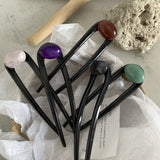 Retro Hair Sticks U Shaped Marbling Stones Hairpins For Girls