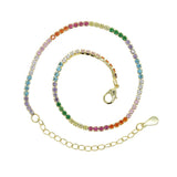 Rainbow Tennis Chain Bracelet Anklets 5A Cubic Zircon Paved