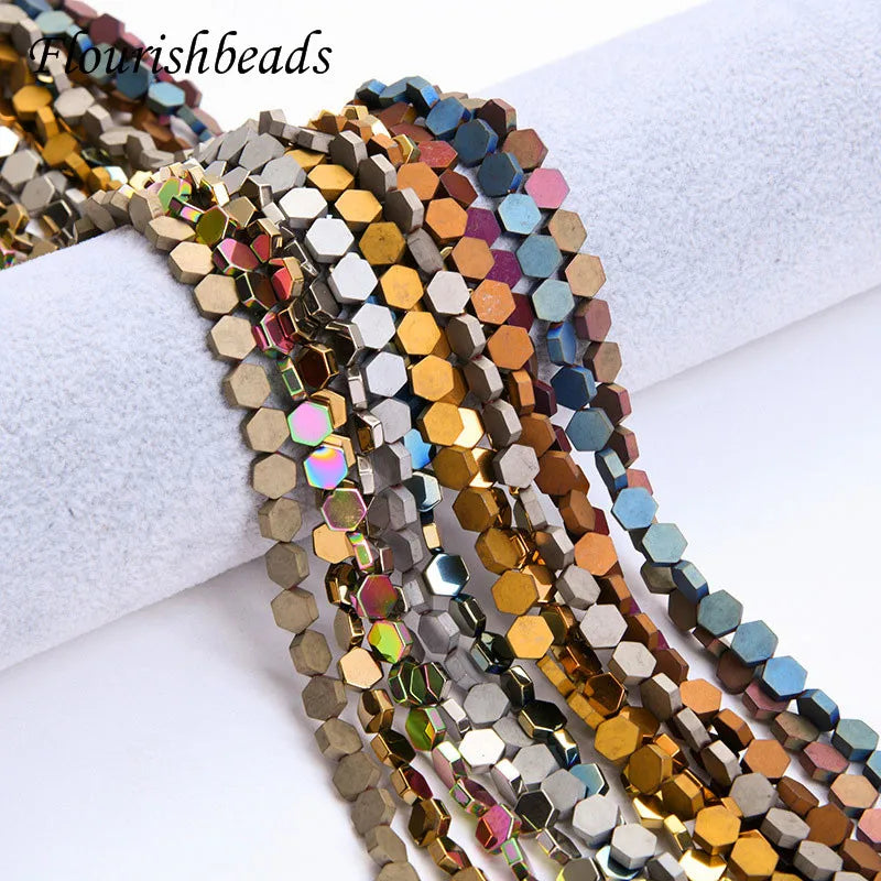Hematite Beads Hexagonal Flat Shape DIY Jewelry Making
