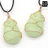 3pcs Natural Crystal Agates Copper Pendant Necklace Lucky Gift Jewelry