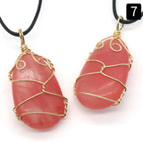 3pcs Natural Crystal Agates Copper Pendant Necklace Lucky Gift Jewelry
