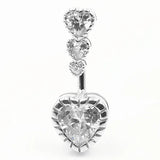 925 Silver Heart Belly Ring CZ Navel Piercing Jewelry