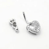 925 Silver Heart Belly Ring CZ Navel Piercing Jewelry