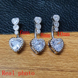925 Silver Heart Belly Ring CZ Navel Piercing Jewelry